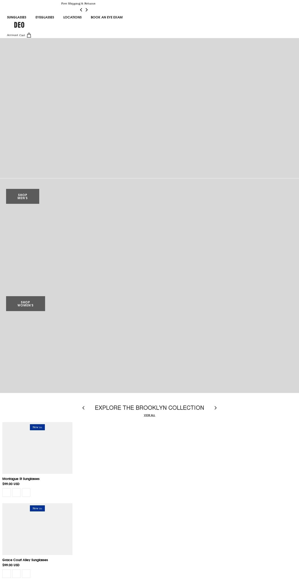 deoeyewear.com shopify website screenshot