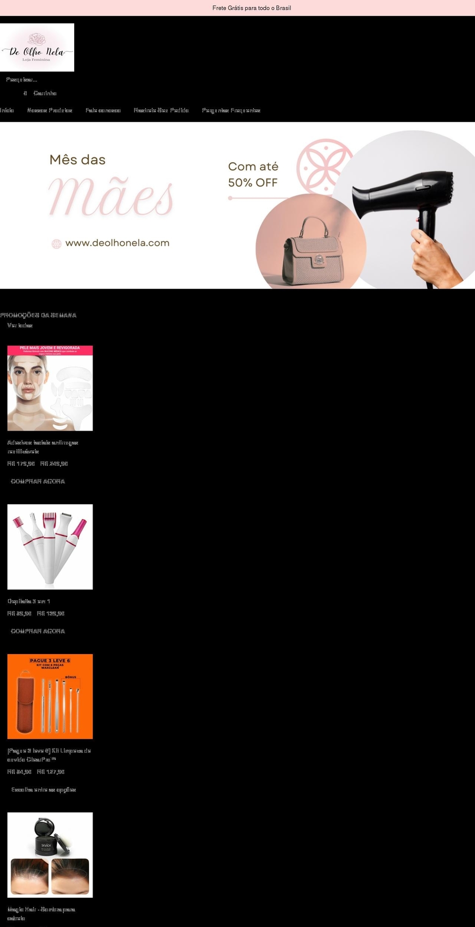 deolhonela.com shopify website screenshot