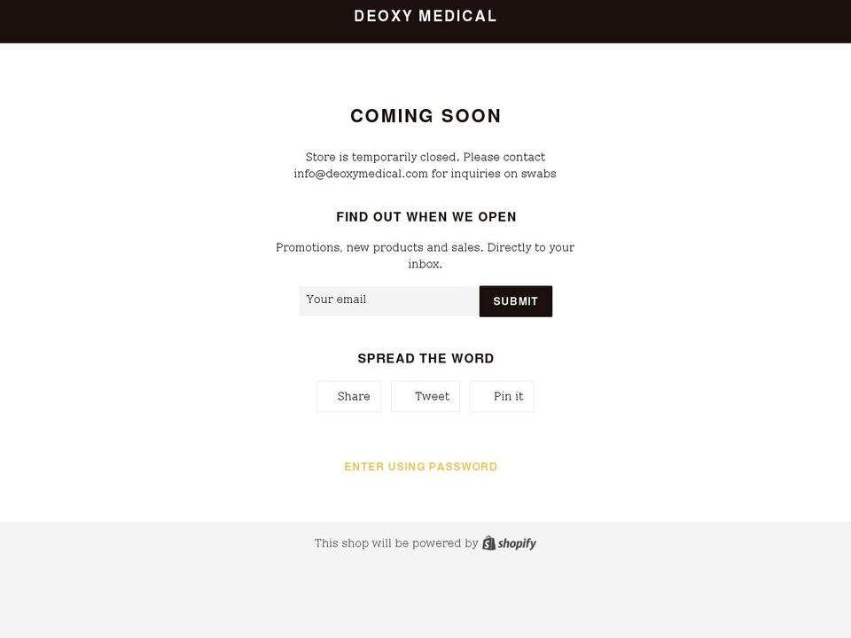 deoxymedical.com shopify website screenshot