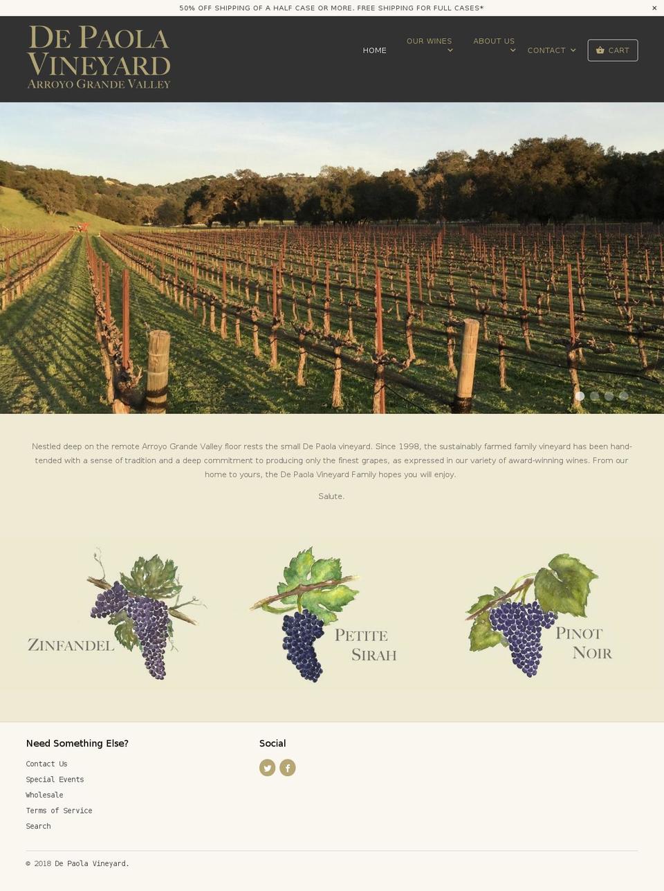 depaolavineyard.com shopify website screenshot