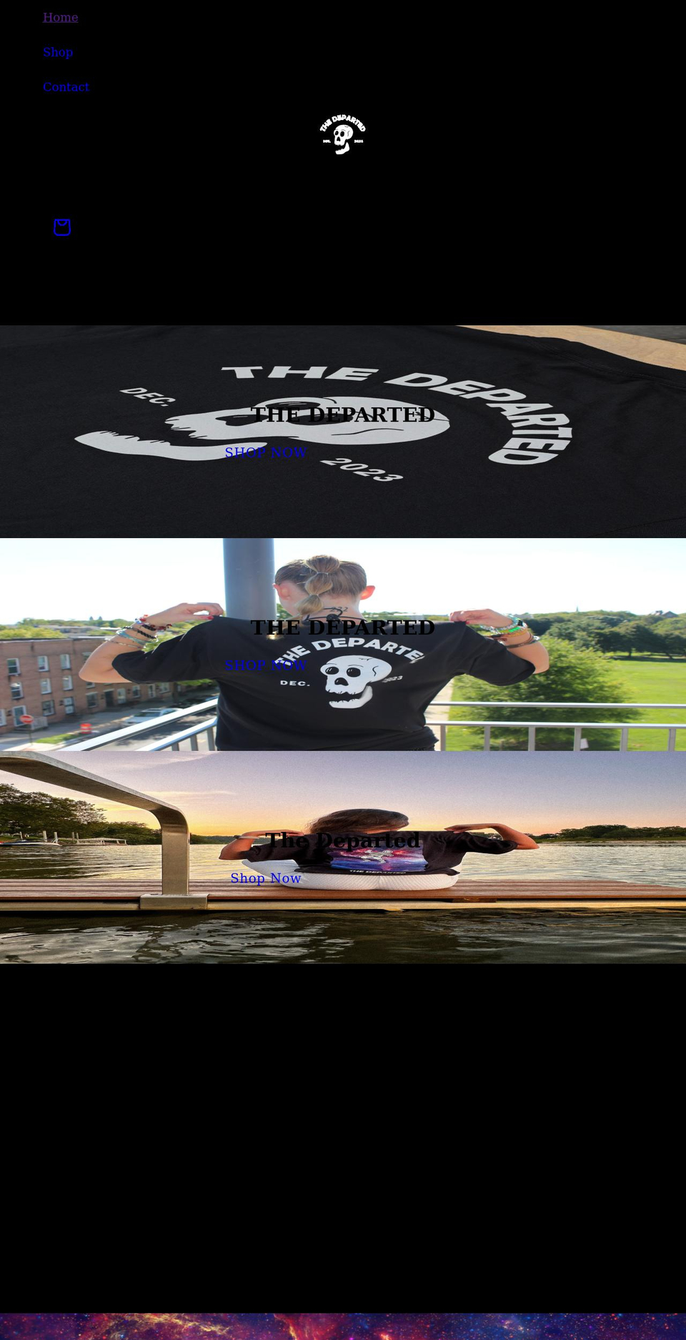 departedapparel.com shopify website screenshot