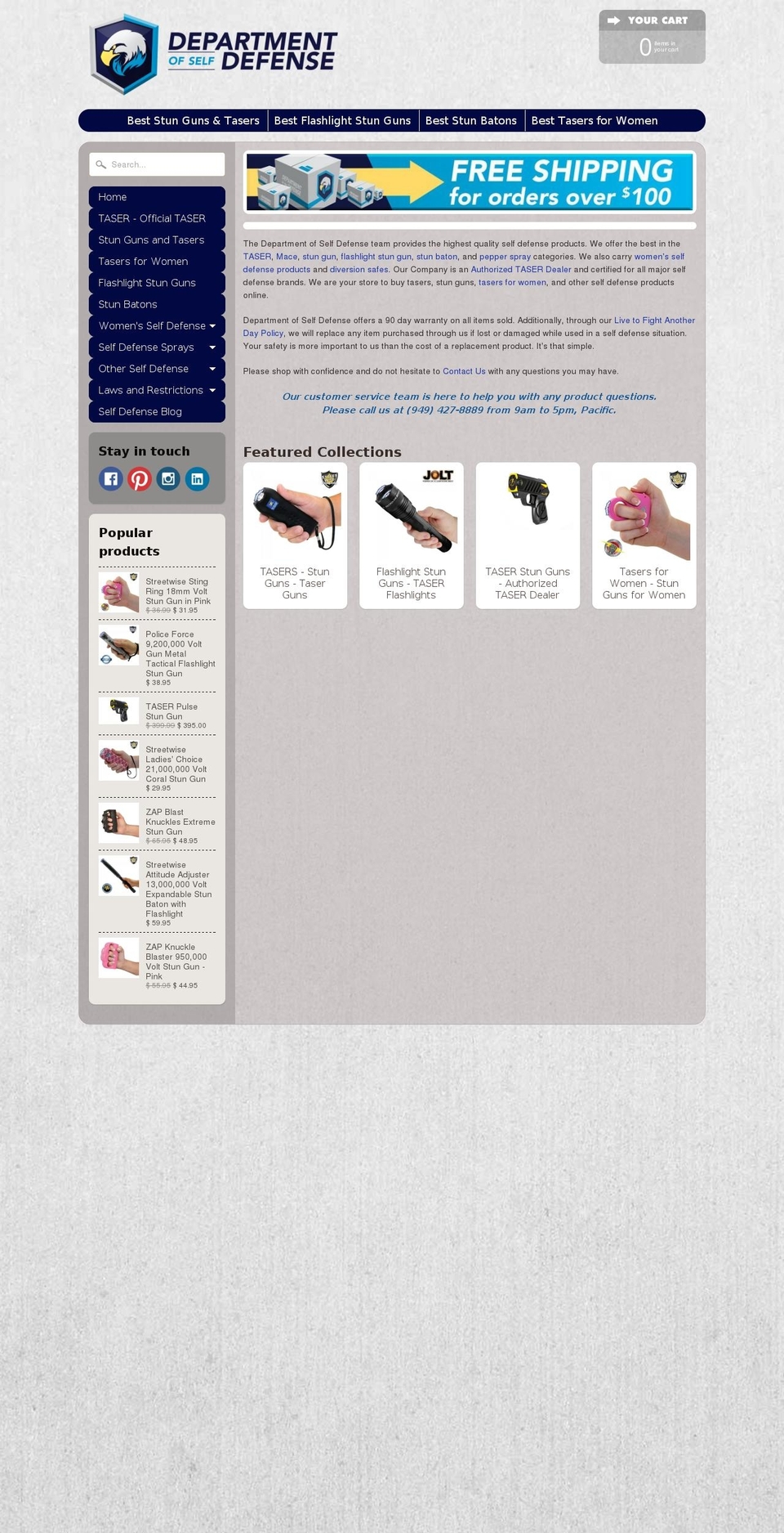 qeretail Shopify theme site example departmentofselfdefense.com