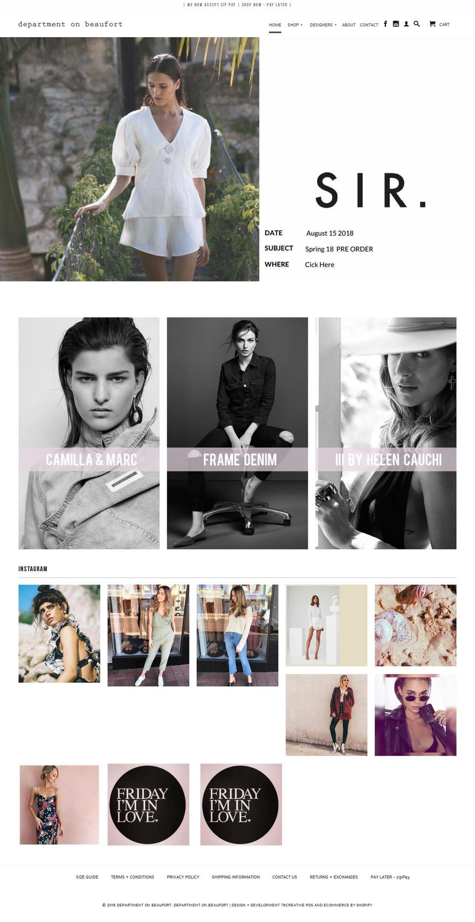 departmentonbeaufort.com.au shopify website screenshot