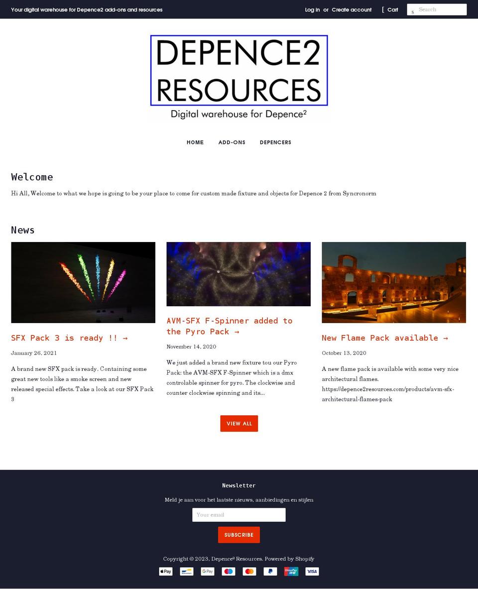 depence2resources.com shopify website screenshot