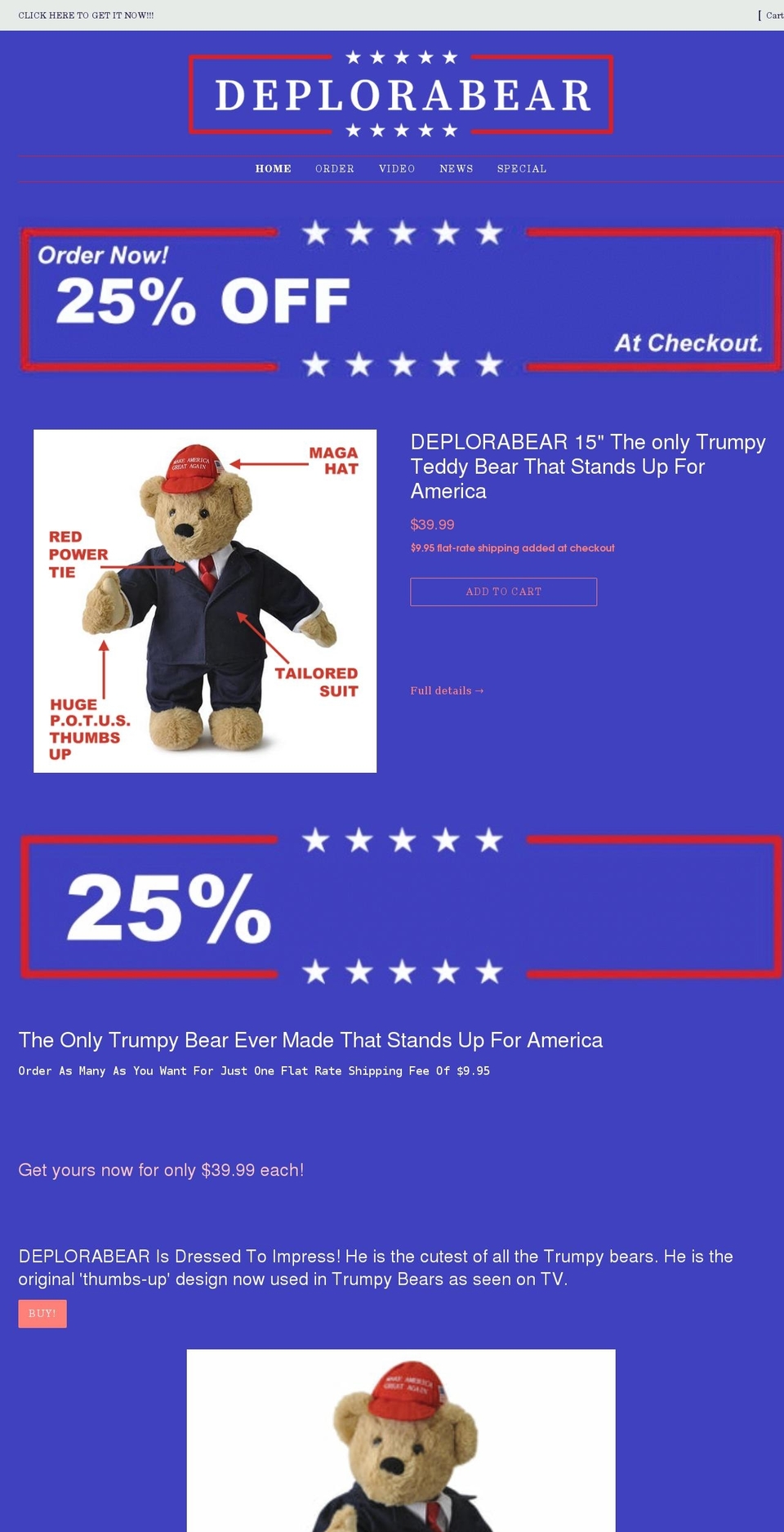 deplorabear.com shopify website screenshot