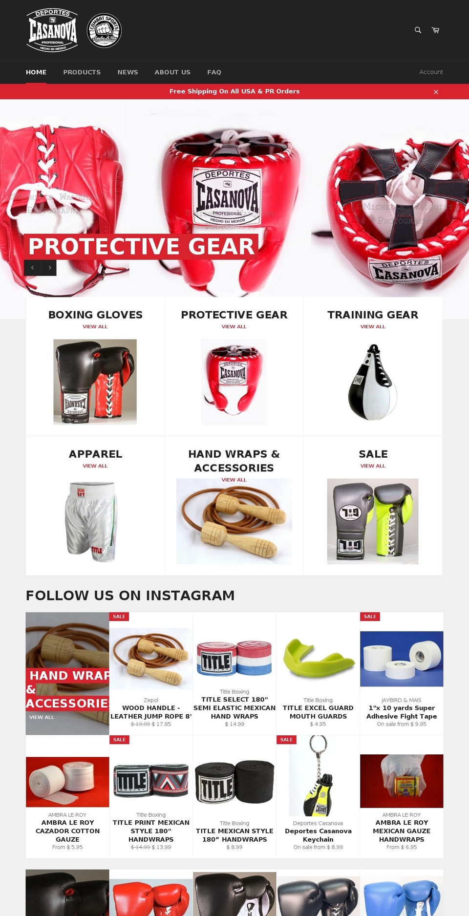 deportescasanovaboxing.com — Shopify storefront screenshot