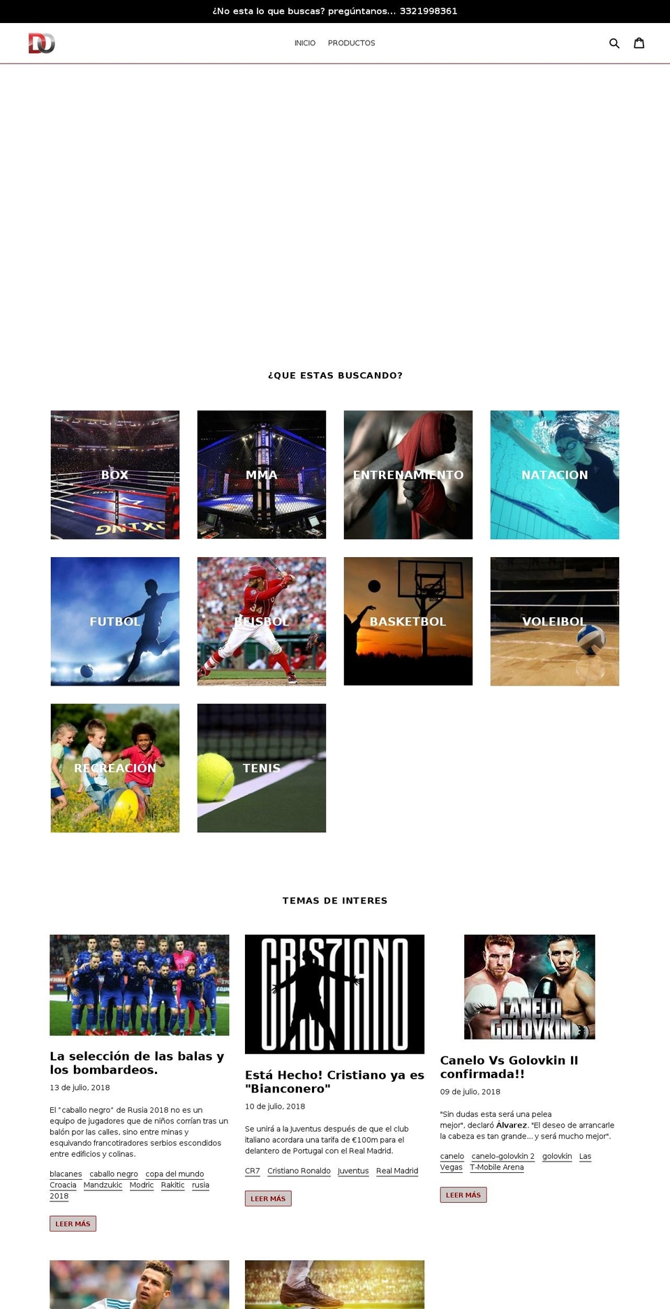 deportesobregon.com — Shopify storefront screenshot