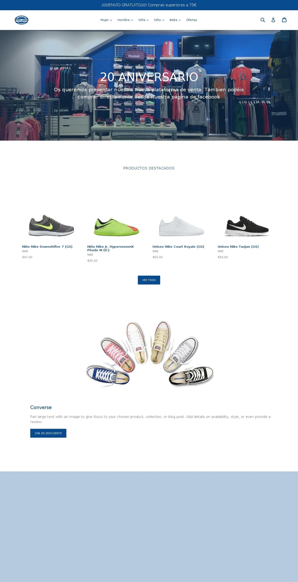 deportesvitajara.com — Shopify storefront screenshot