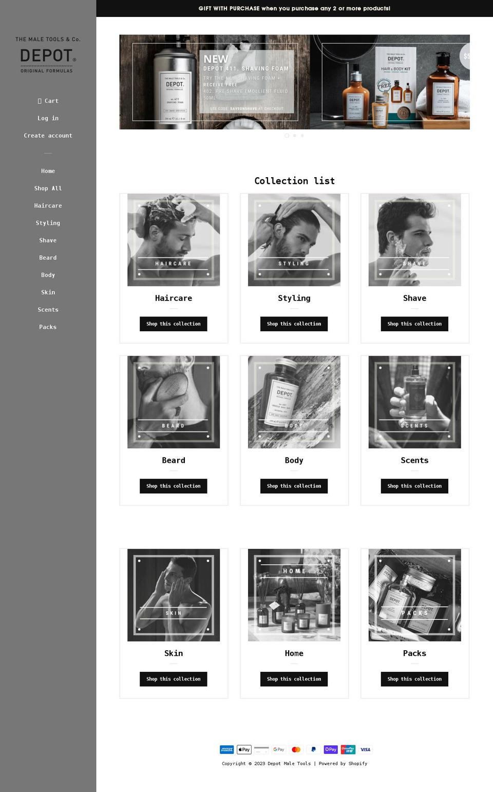 depot-male-tools.myshopify.com shopify website screenshot