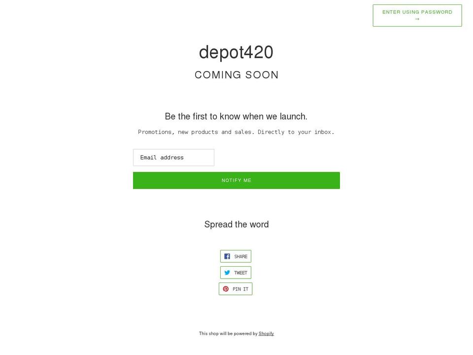 depot420.com shopify website screenshot