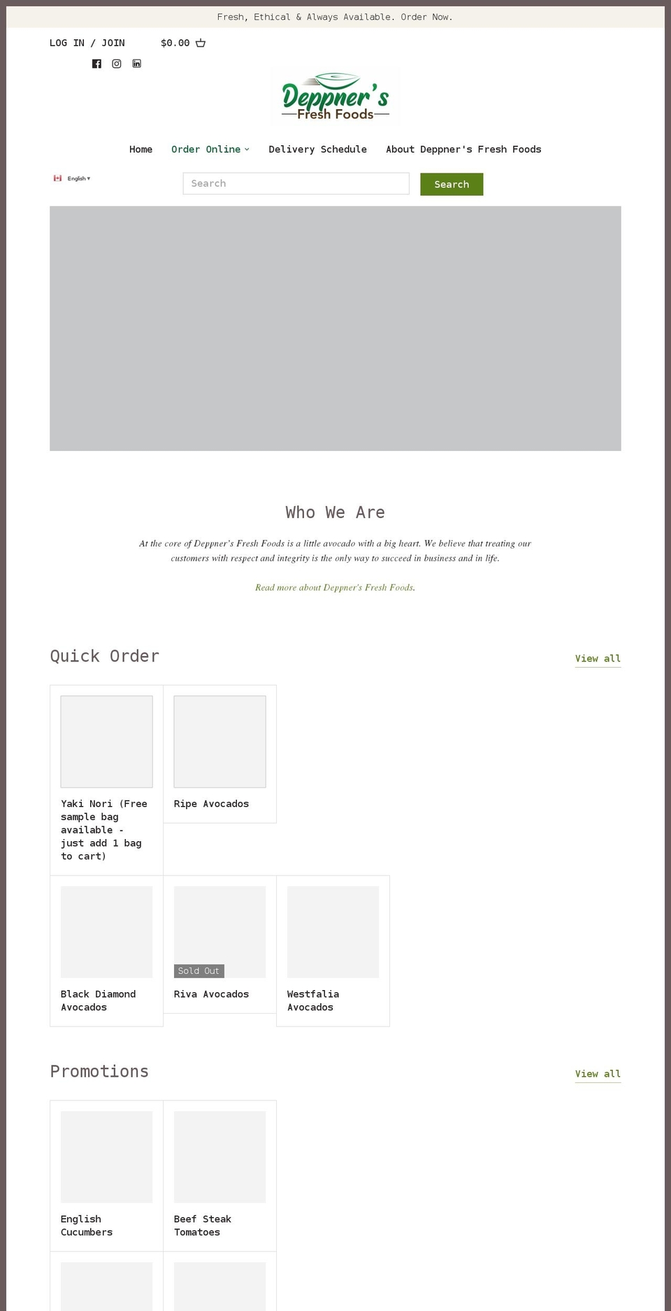 deppnersfreshfoods.com shopify website screenshot