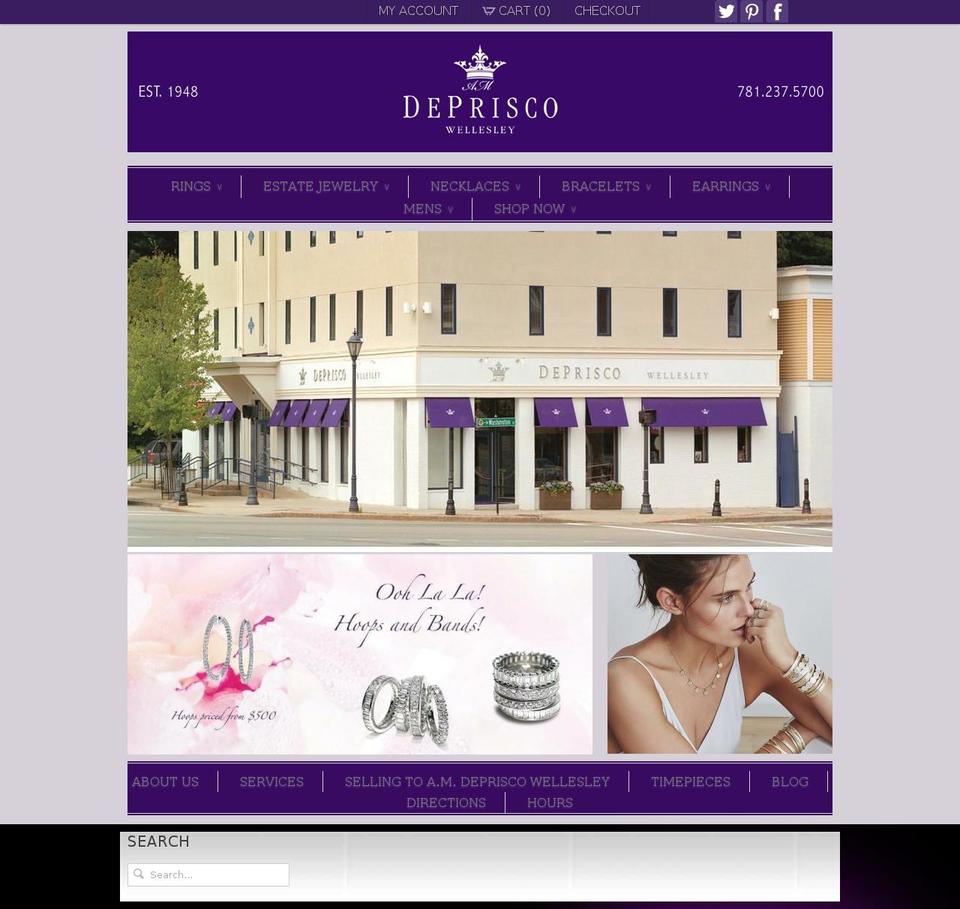 depriscodiamonds.com — Shopify storefront screenshot