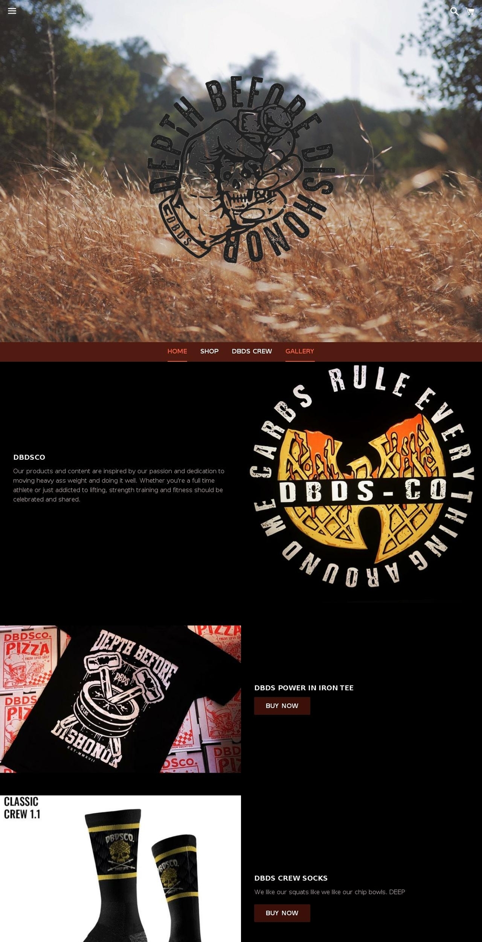 depthbeforedishonorsquatcompany.com — Shopify storefront screenshot