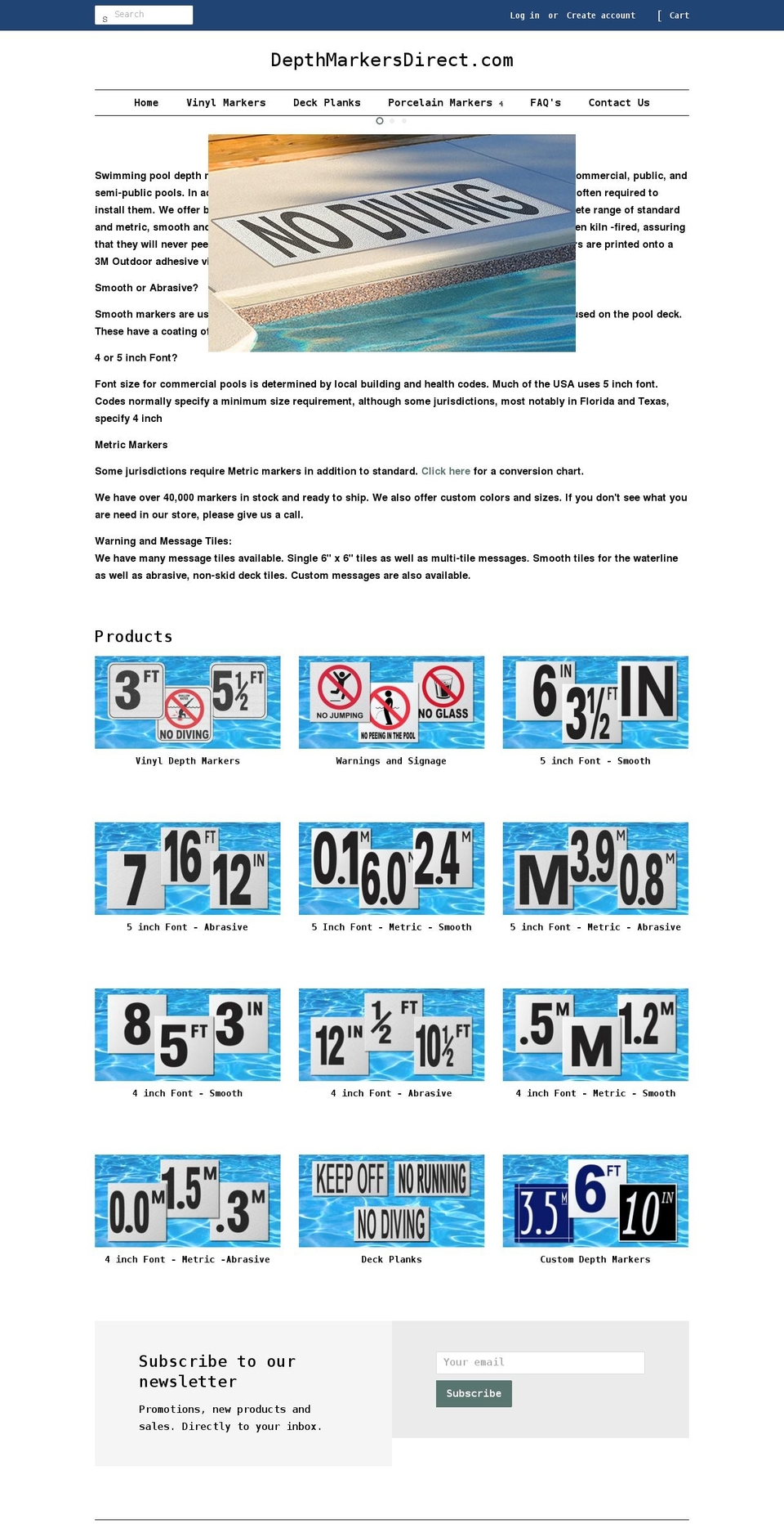 depthmarkersdirect.com shopify website screenshot