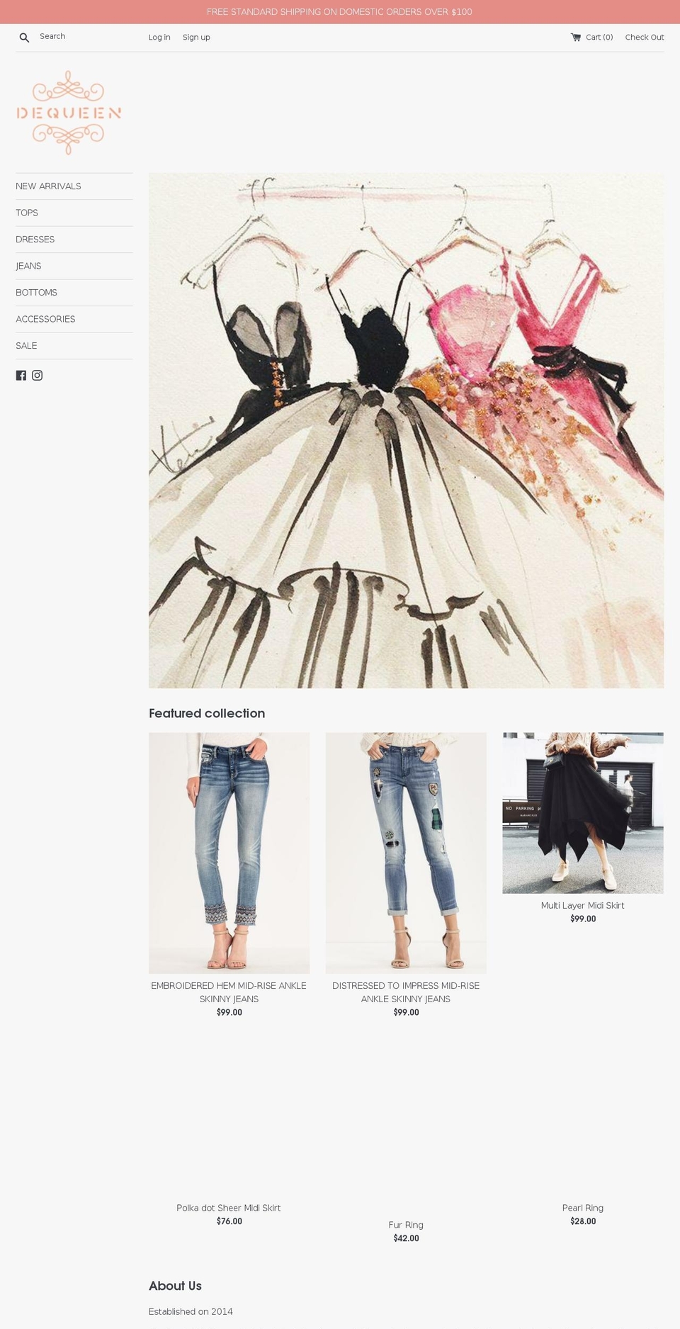 dequeenfashion.com shopify website screenshot
