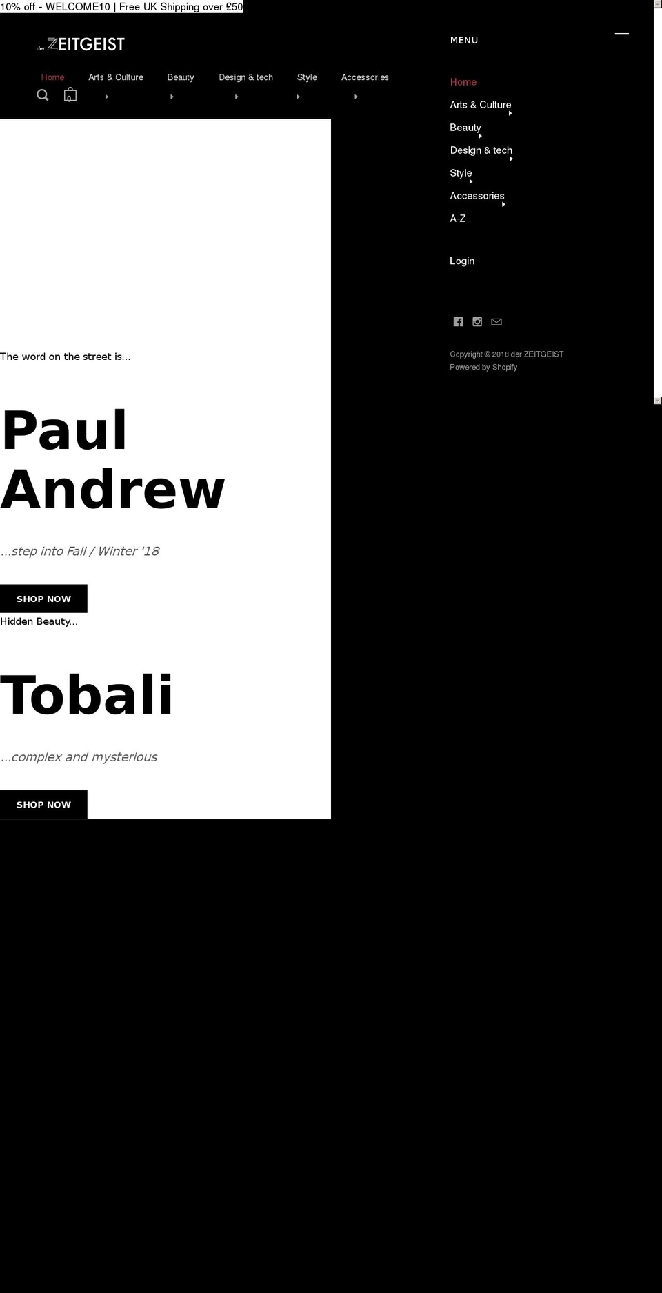 der-zeitgeist.com shopify website screenshot