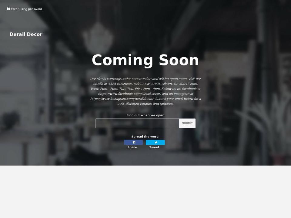 deraildecor.com — Shopify storefront screenshot