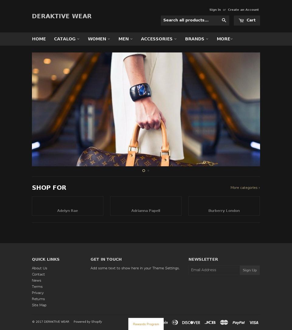 deraktive-wear.myshopify.com shopify website screenshot
