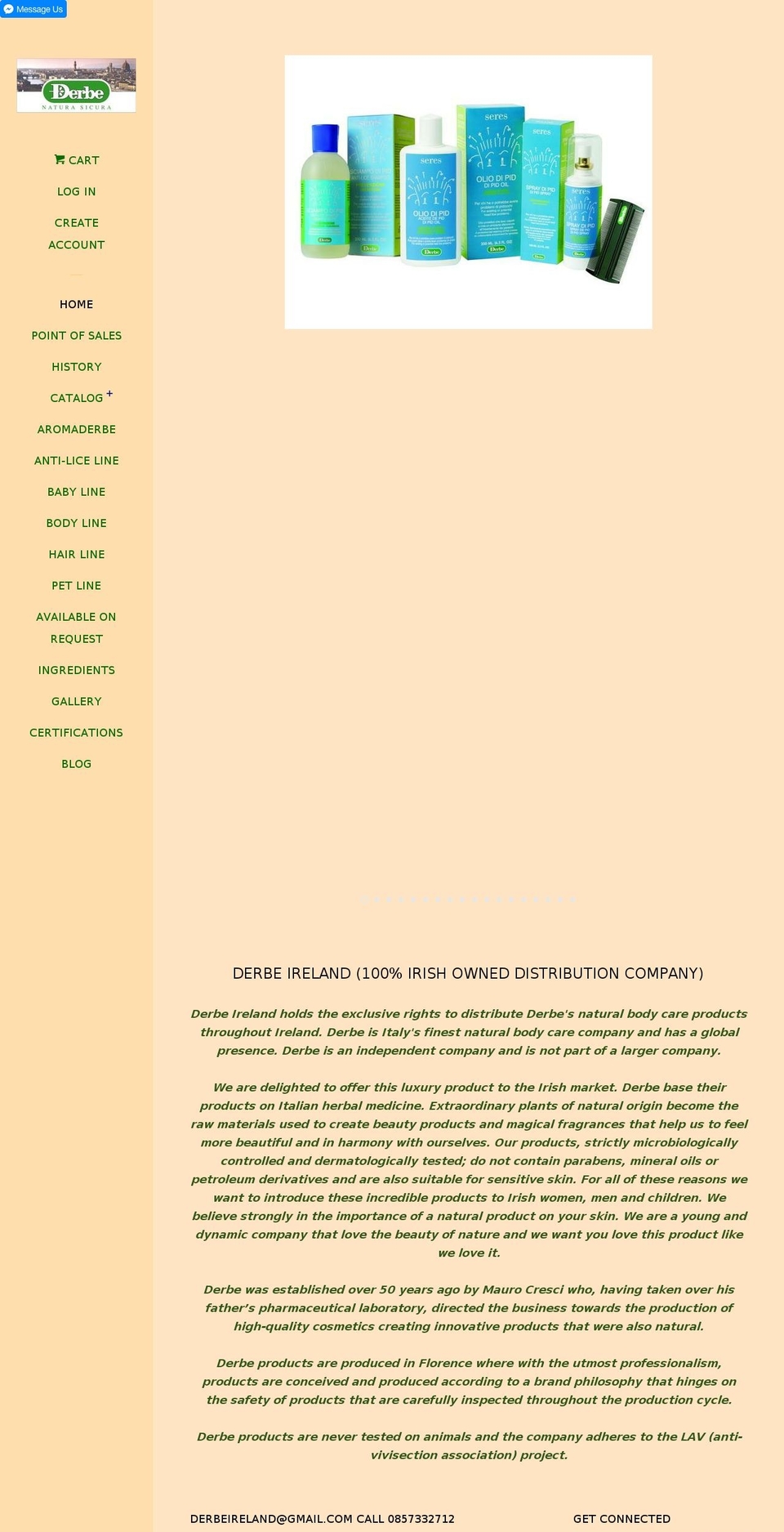 derbeireland.com — Shopify storefront screenshot