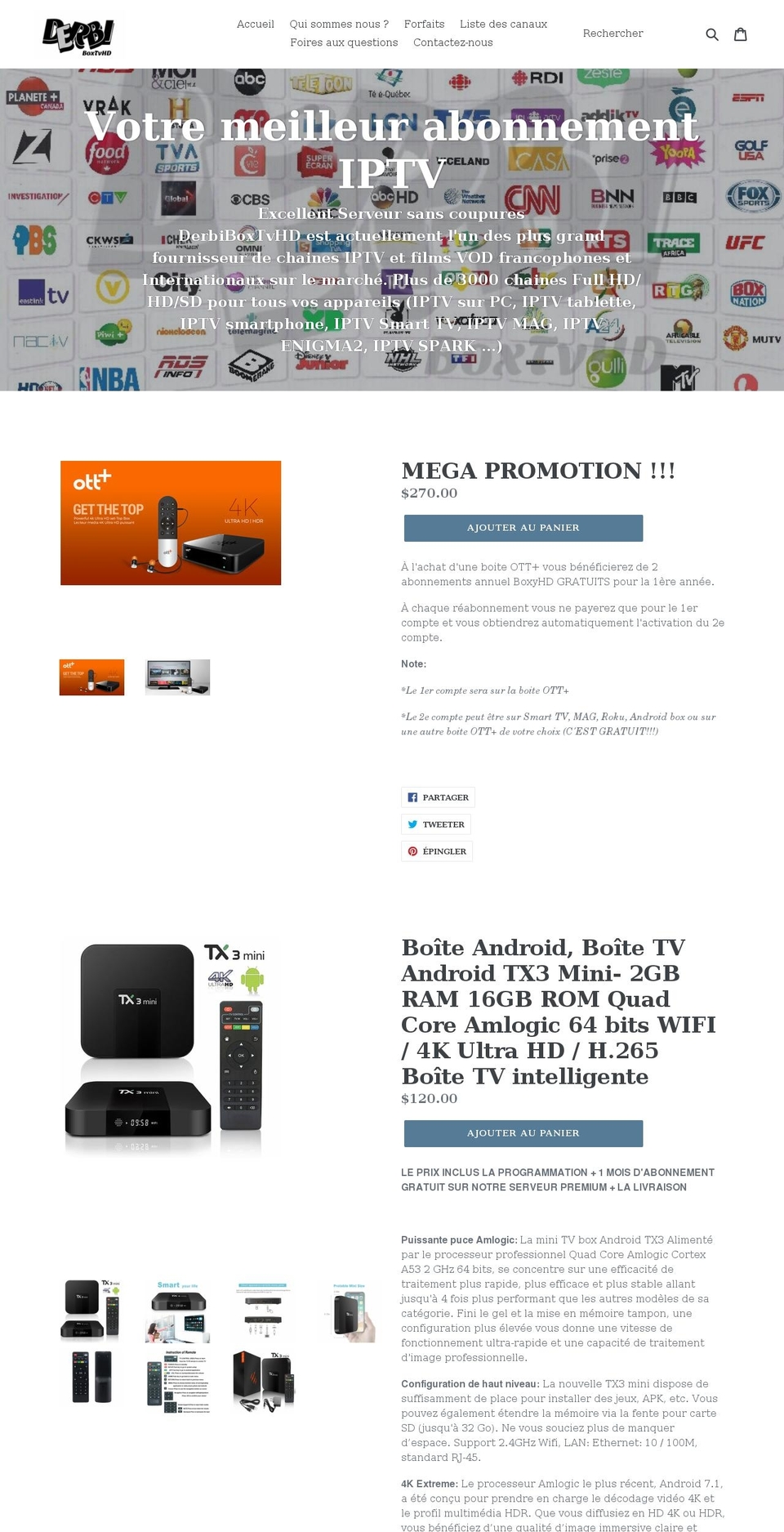 derbiboxtvhd.com shopify website screenshot