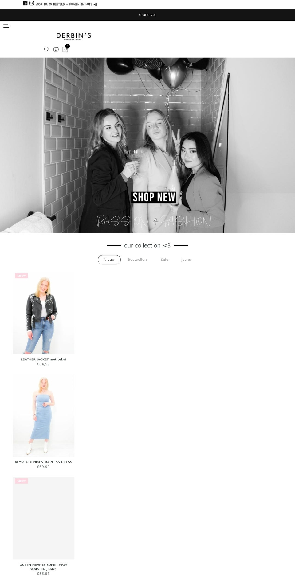 derbins.nl shopify website screenshot