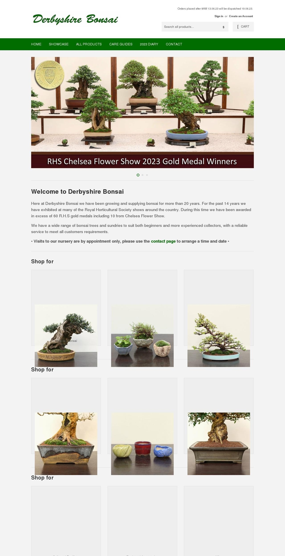 derbyshirebonsai.co.uk shopify website screenshot