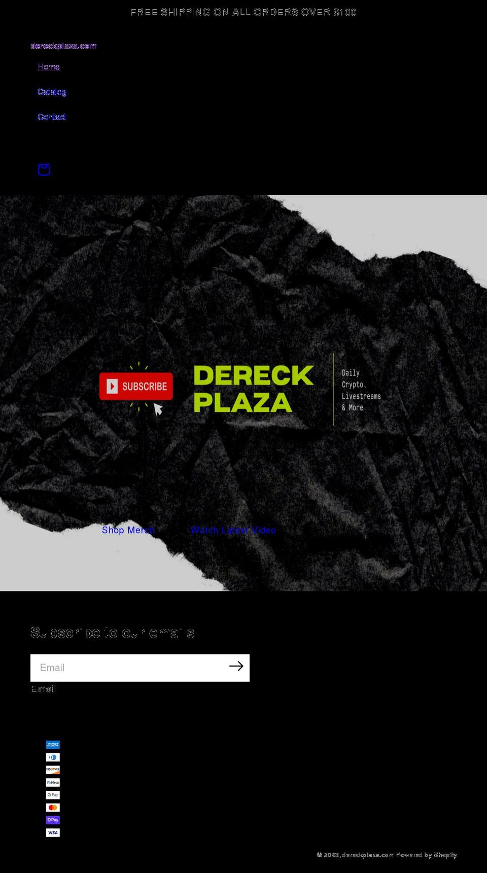 dereckplaza.com shopify website screenshot