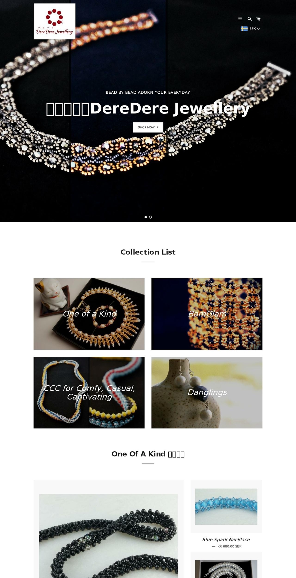derederejewellery.com shopify website screenshot
