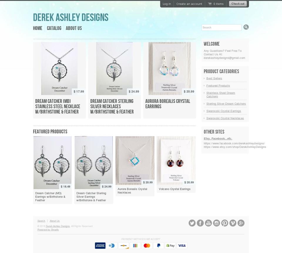 derekashleydesigns.com — Shopify storefront screenshot