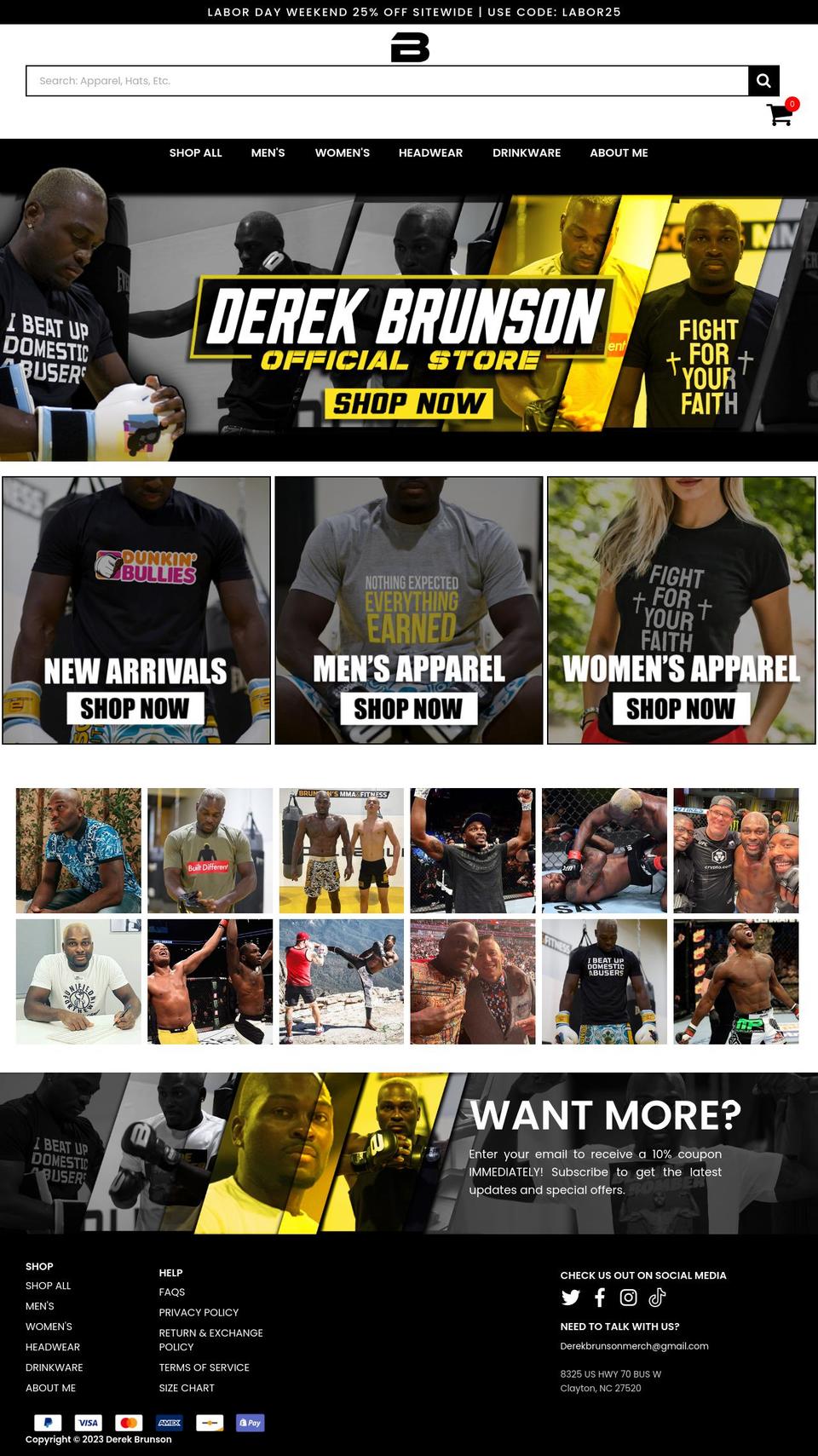 derekbrunson.com shopify website screenshot