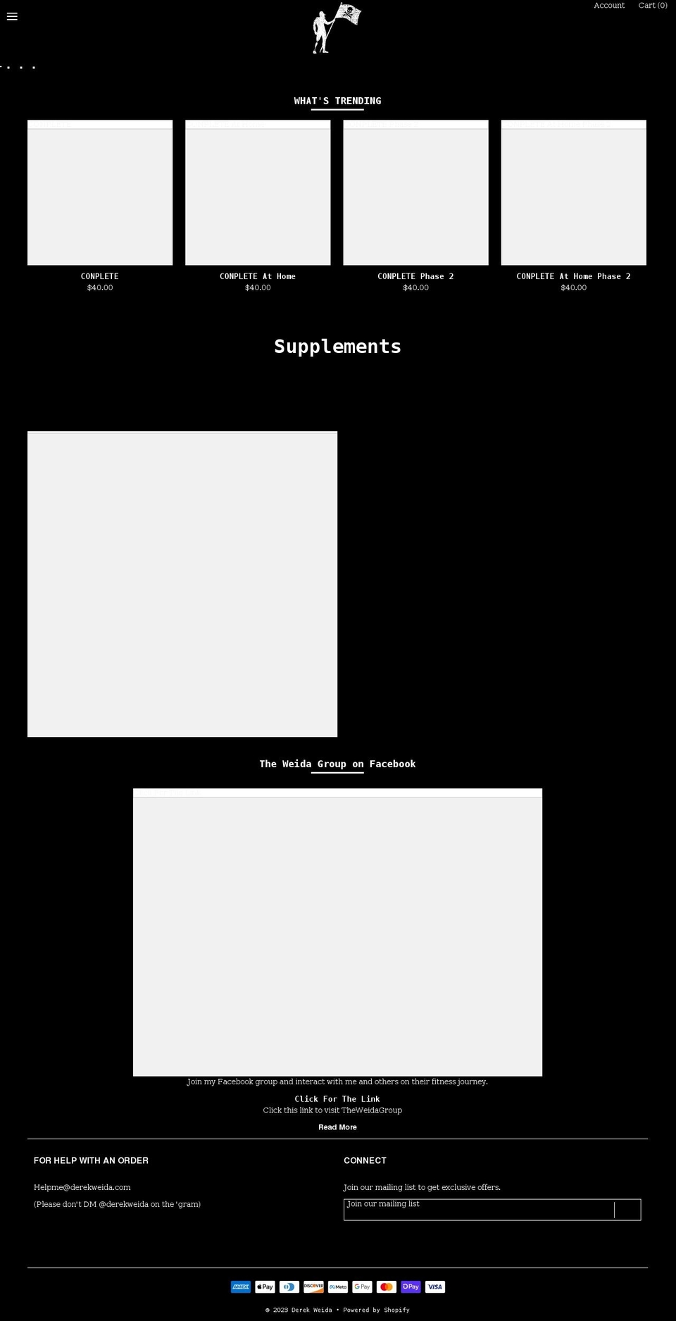 derekweida.com shopify website screenshot