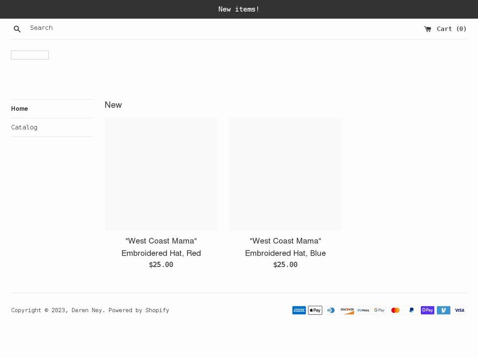 deren-ney.myshopify.com shopify website screenshot