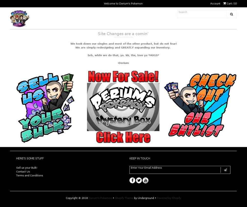 deriumsccgs.com shopify website screenshot