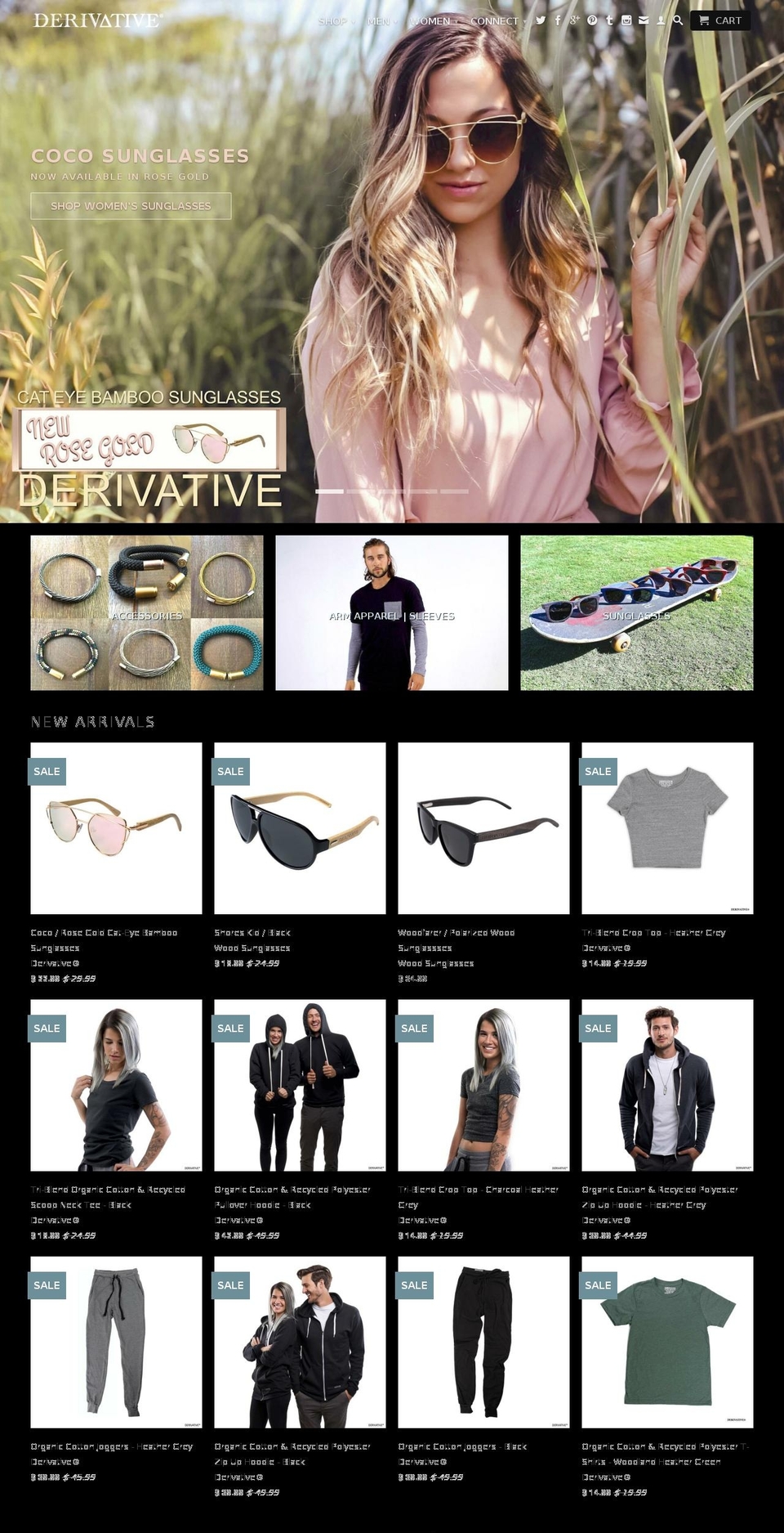 derivativesleeves.com — Shopify storefront screenshot