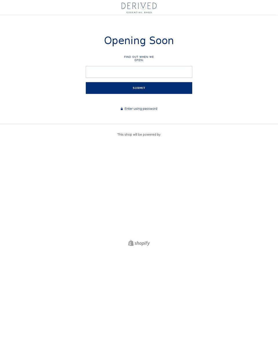 derivedbags.com — Shopify storefront screenshot