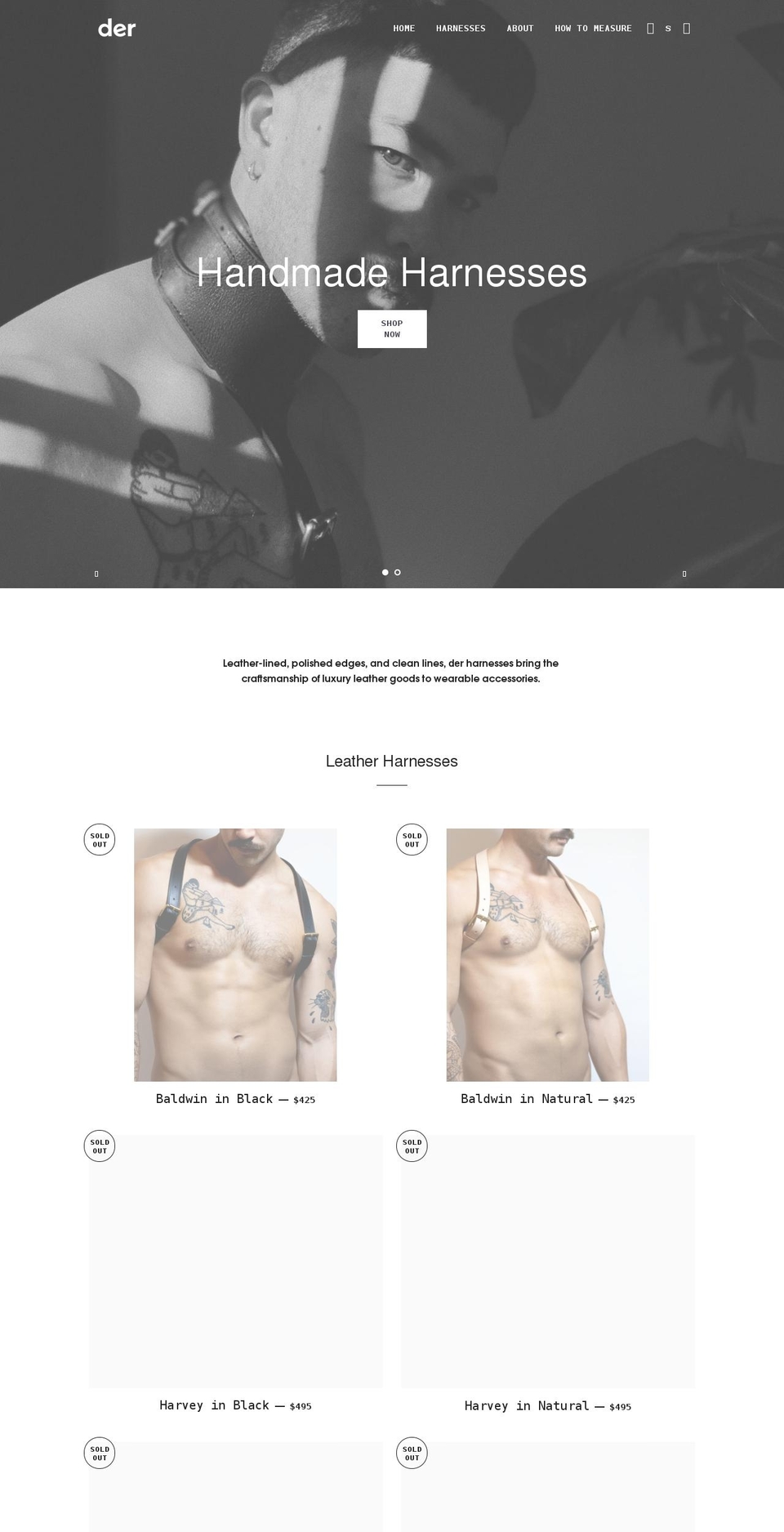 derleather.com shopify website screenshot