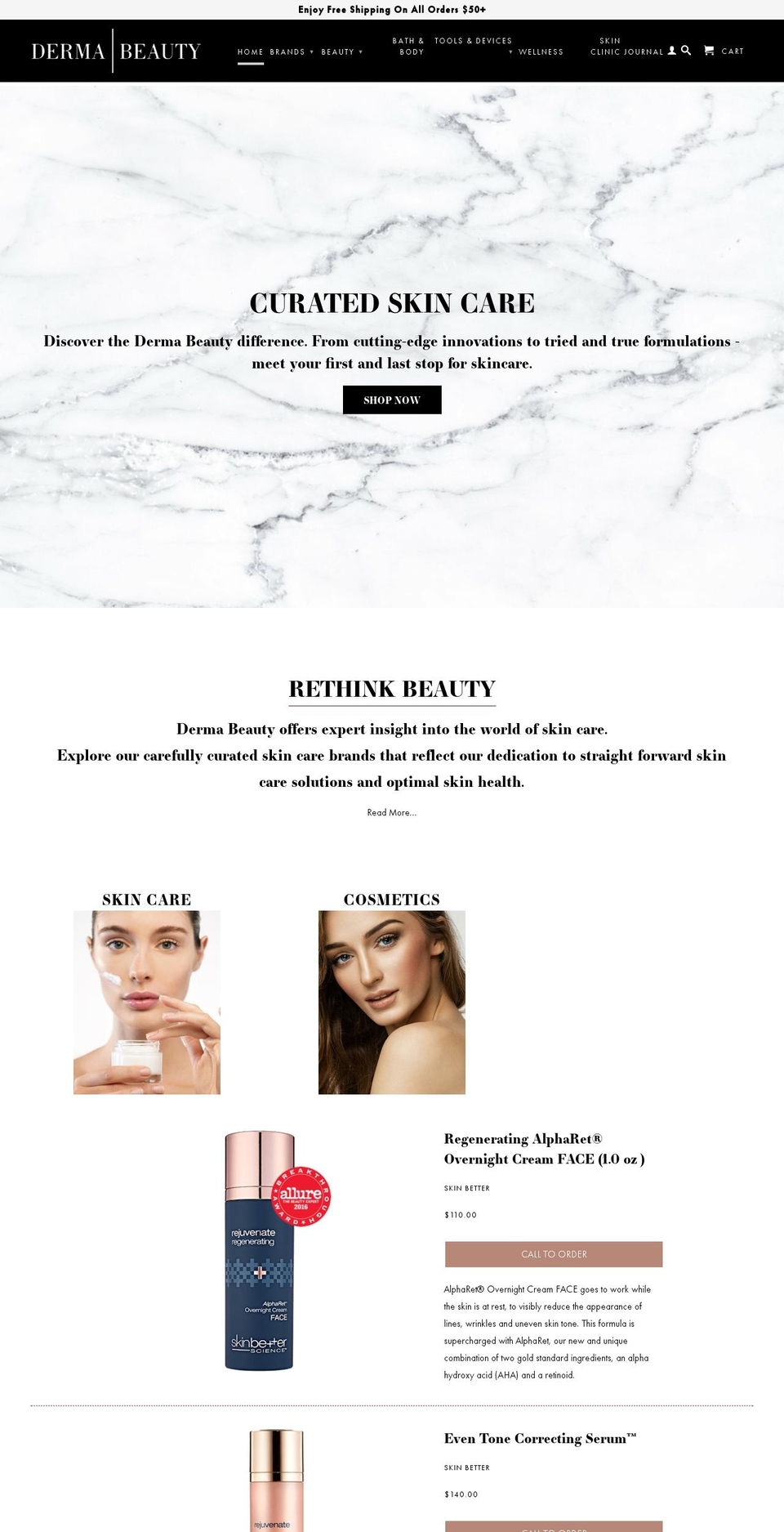 dermabeautystore.com shopify website screenshot