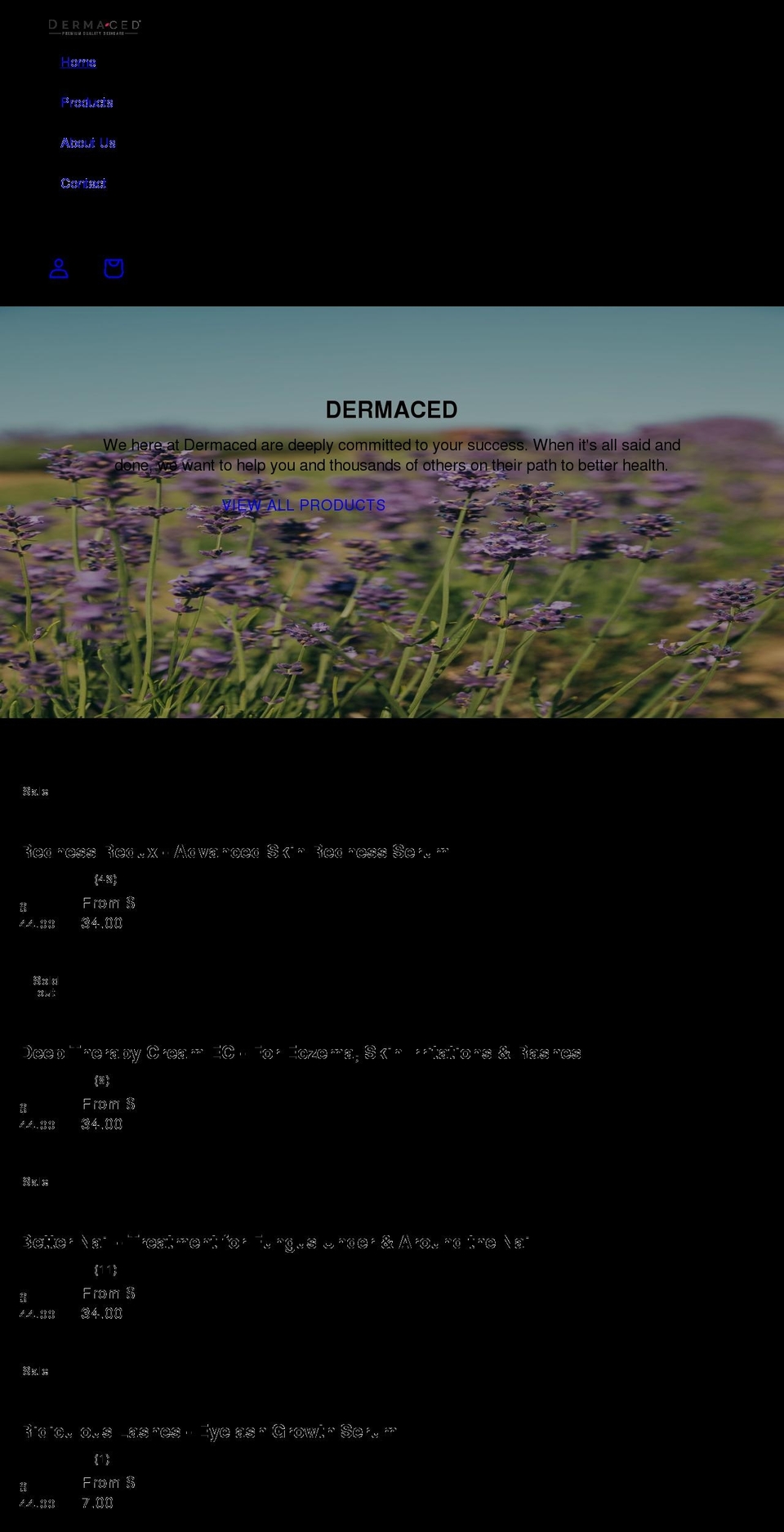 dermaced.myshopify.com — Shopify storefront screenshot