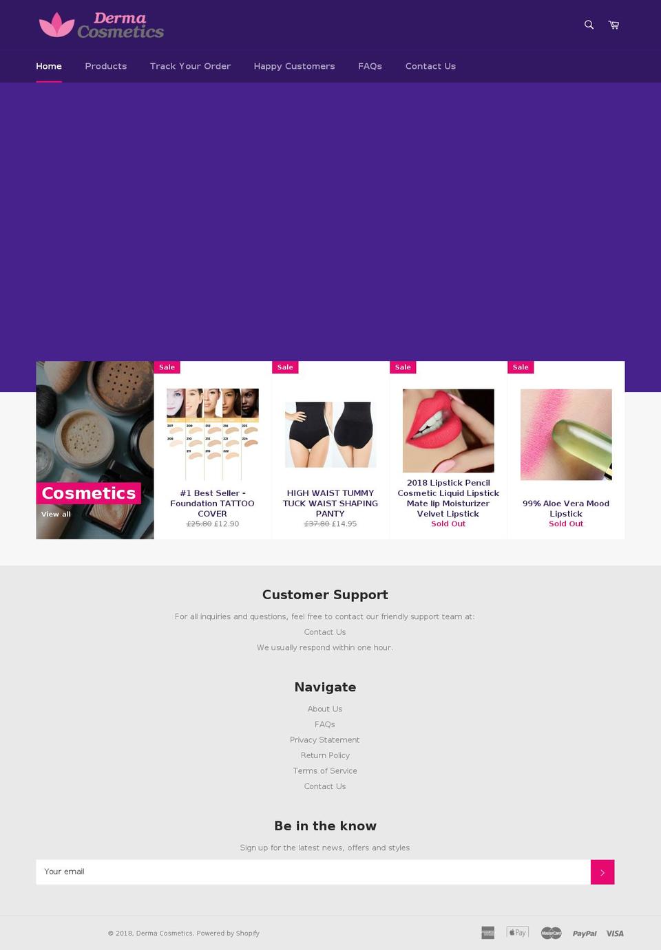 dermacosmetics.store shopify website screenshot