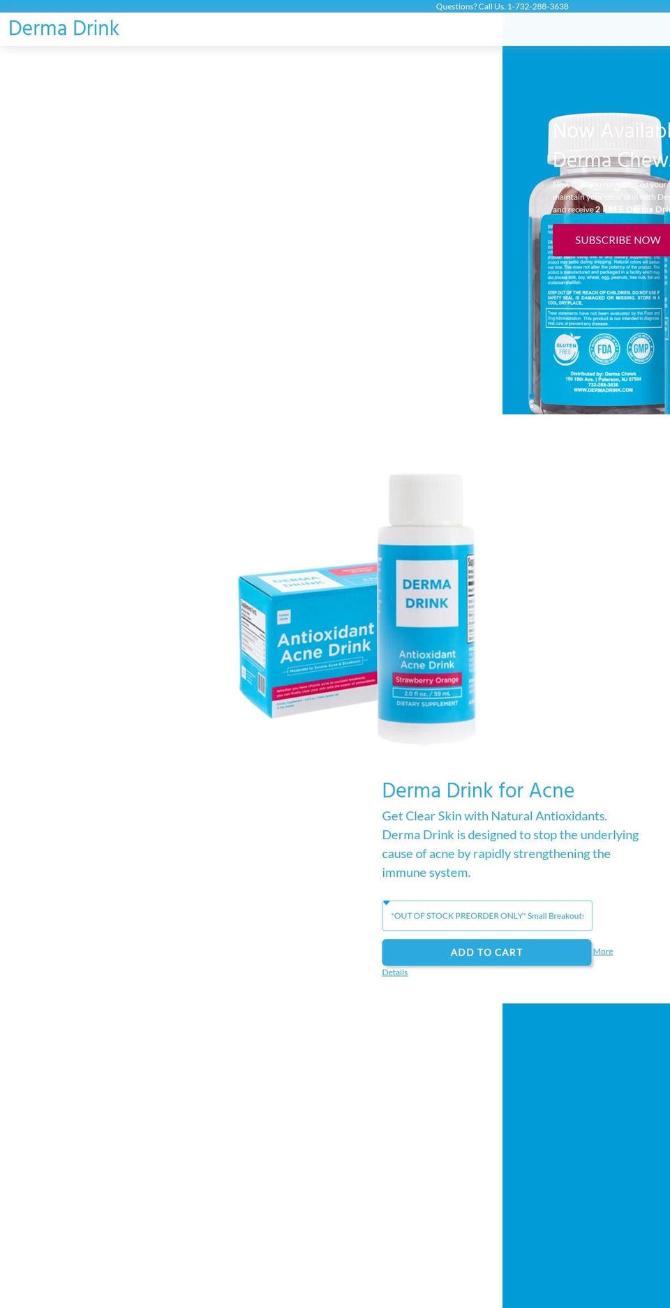 dermadrink.com shopify website screenshot
