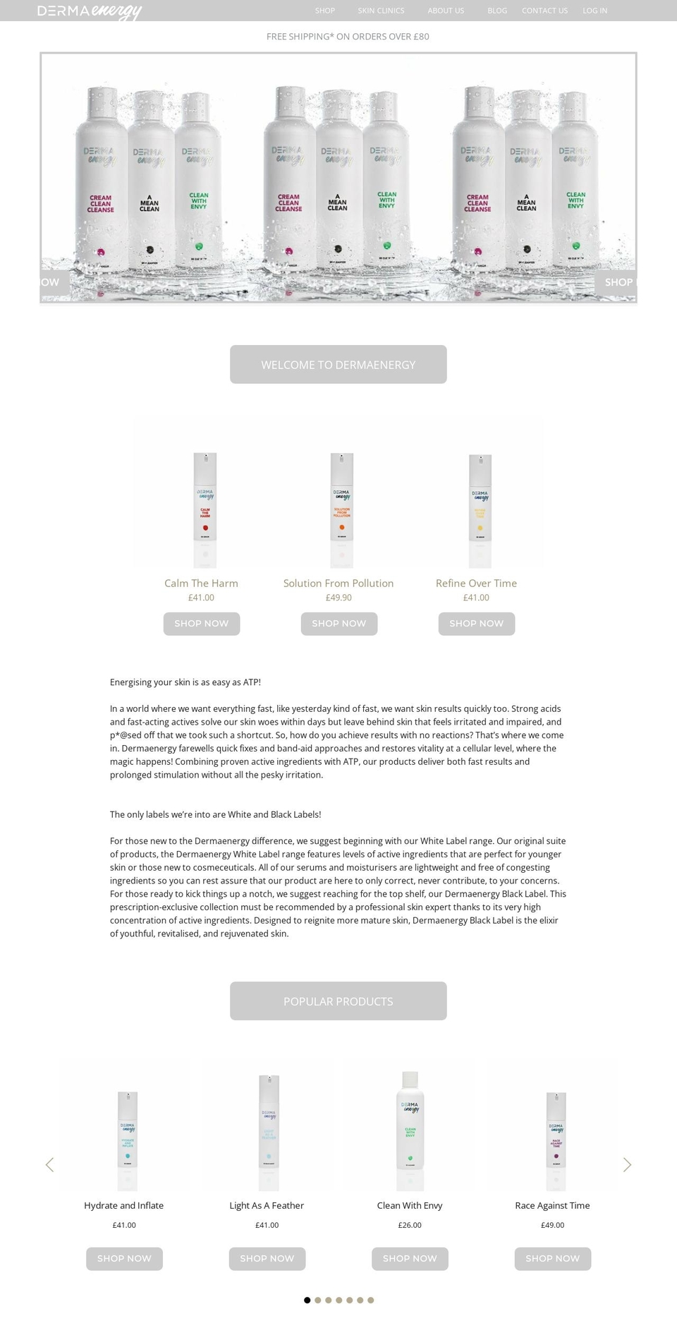dermaenergy.co.uk shopify website screenshot