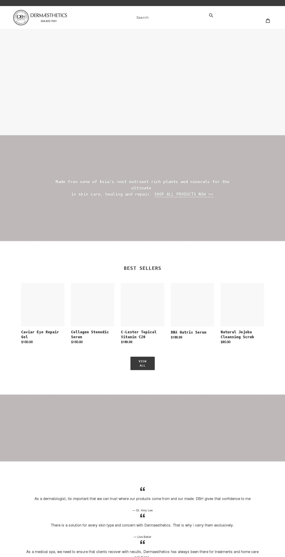 dermaesthetics.ca shopify website screenshot