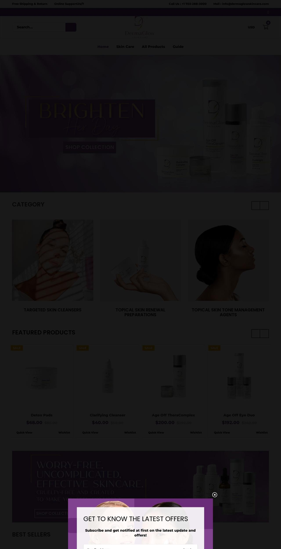 dermaglowskincare.com shopify website screenshot