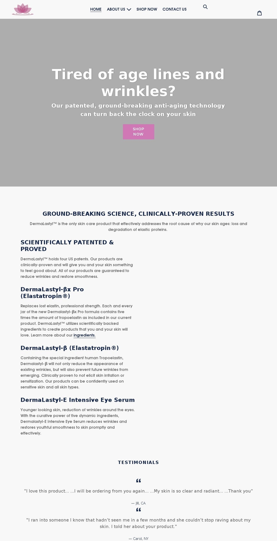 dermalastyl.shop shopify website screenshot