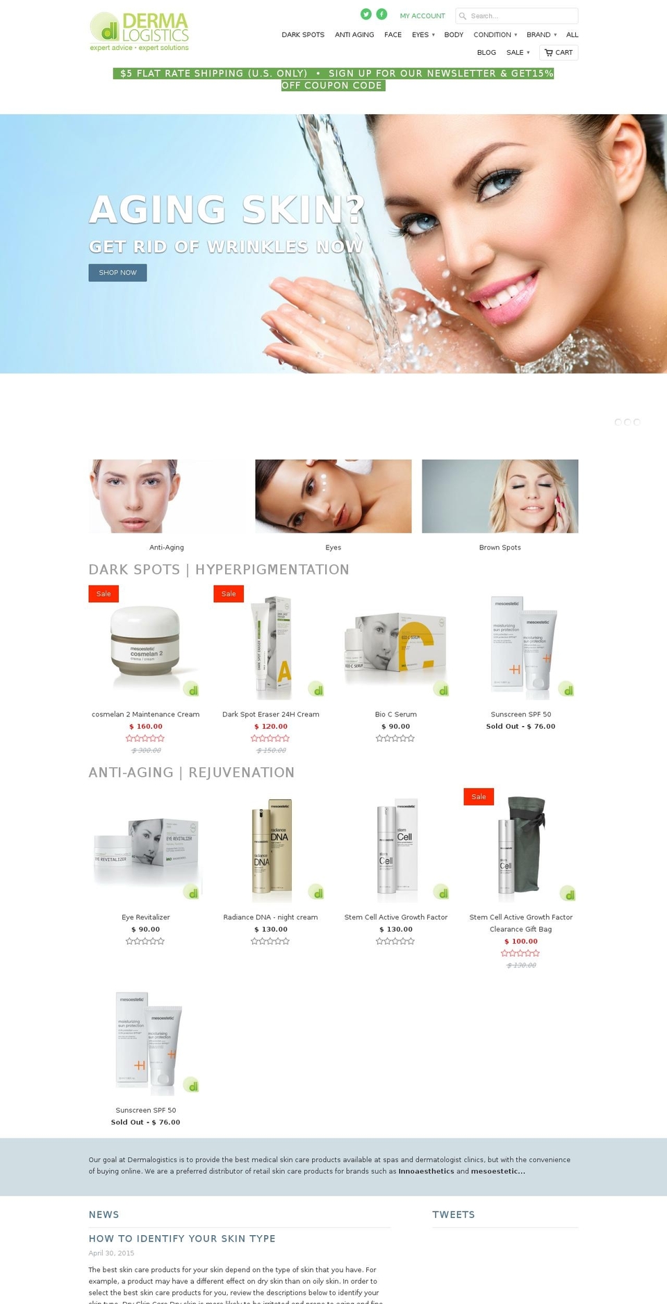 dermalogistics.com shopify website screenshot