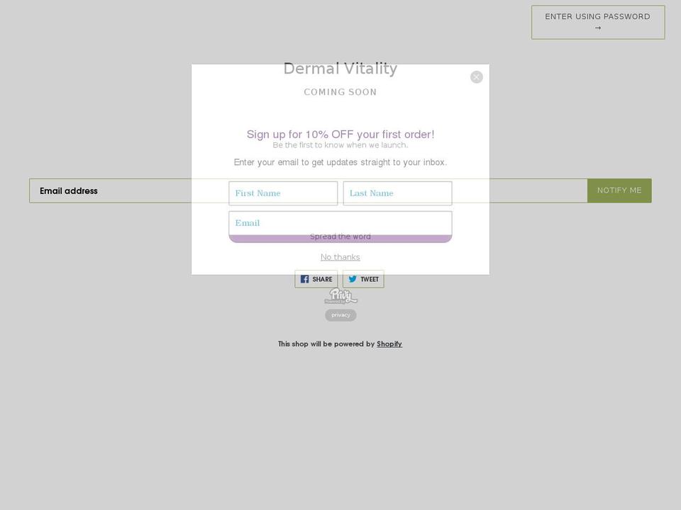 dermalvitality.com shopify website screenshot