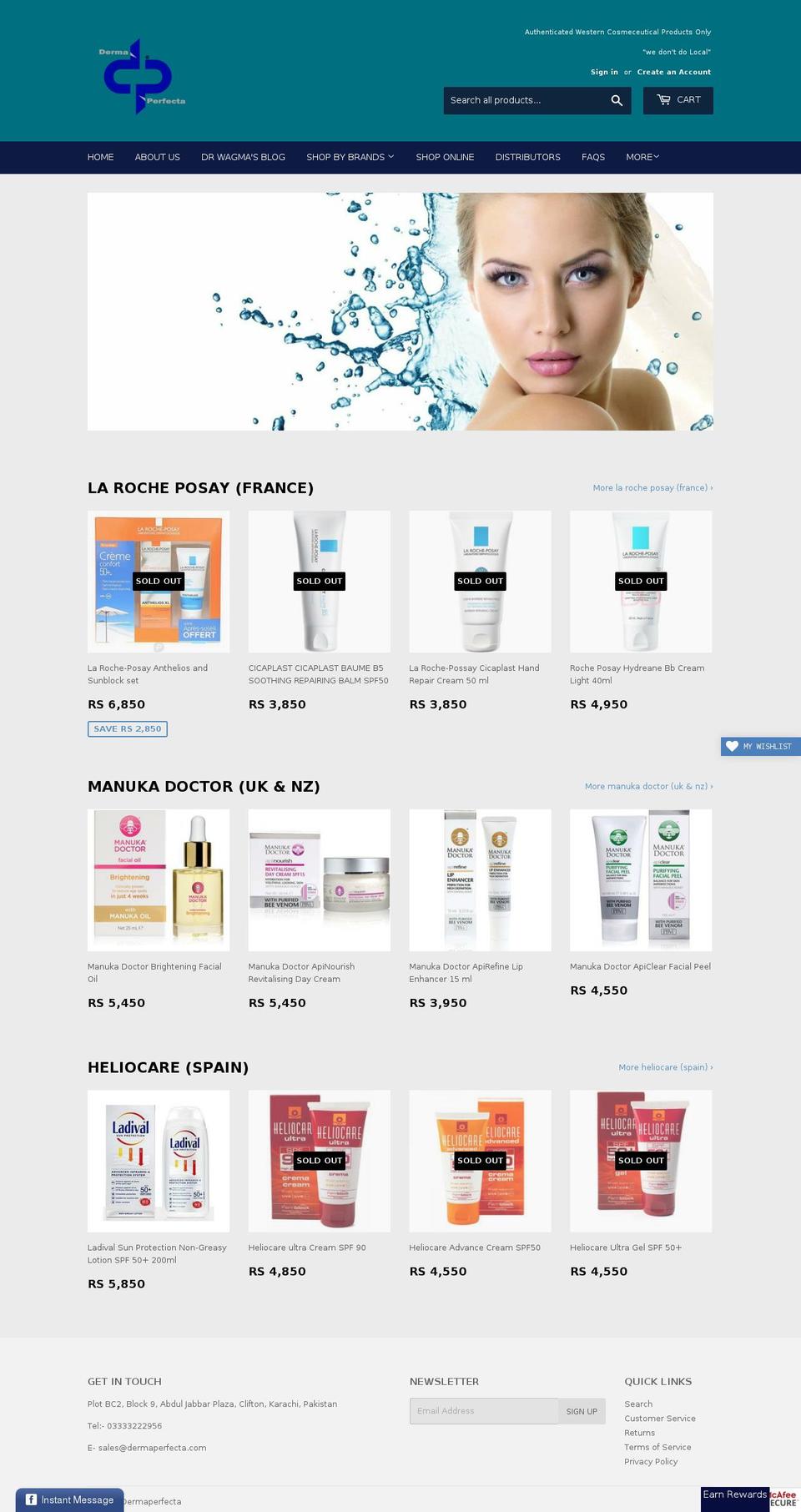 dermaperfecta.com — Shopify storefront screenshot