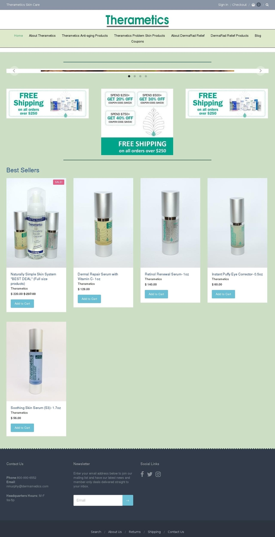 dermaradrelief.net shopify website screenshot
