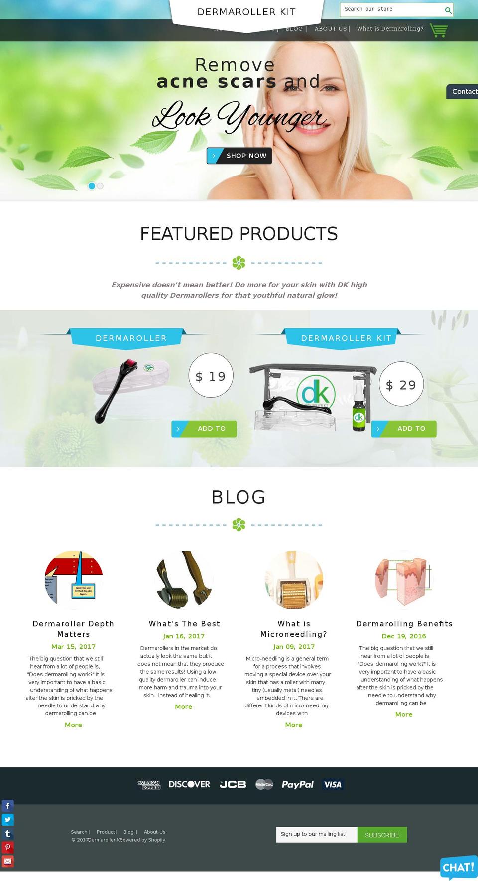 dermarollerkit.com shopify website screenshot