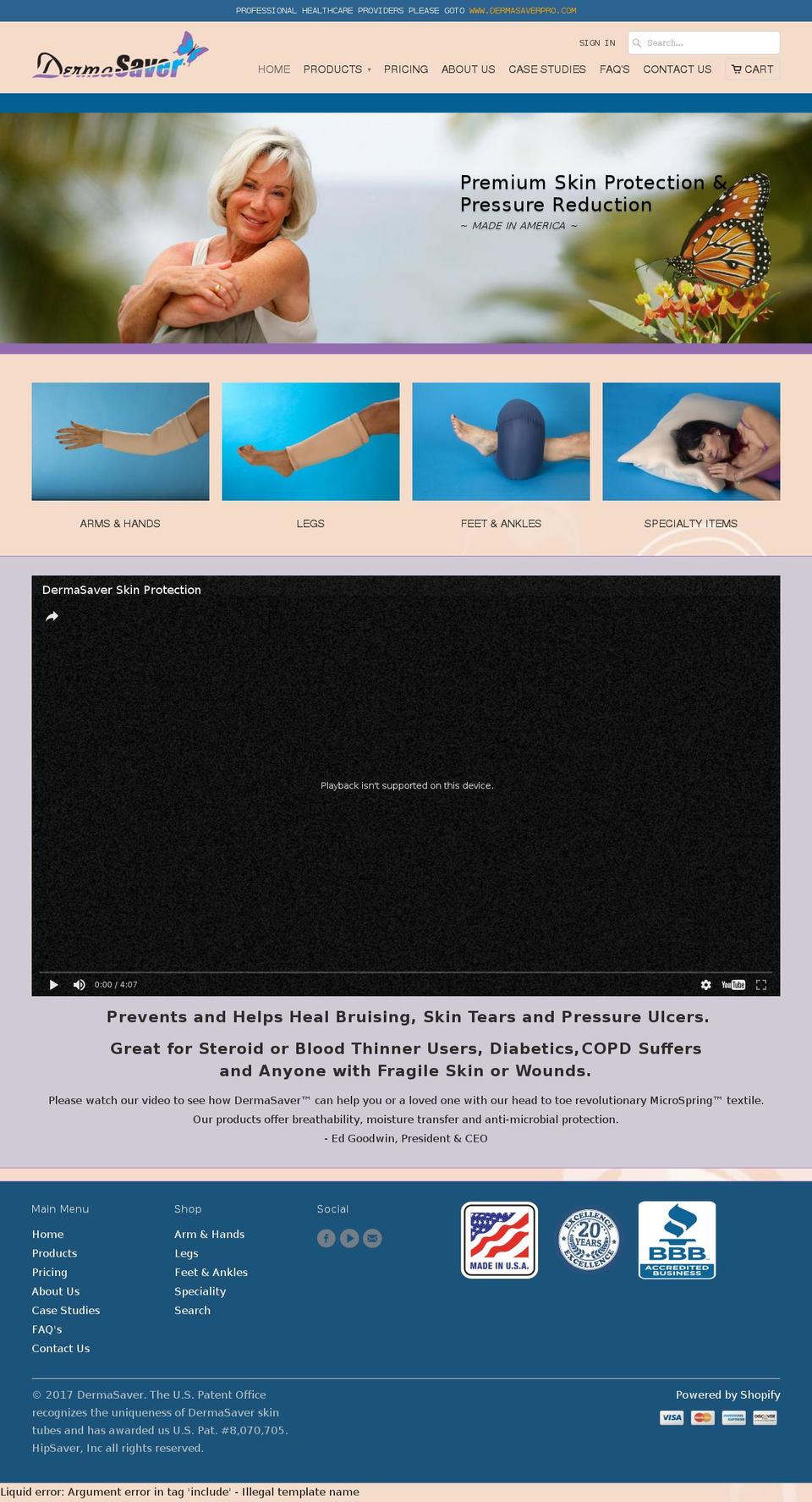 dermasaver.com shopify website screenshot